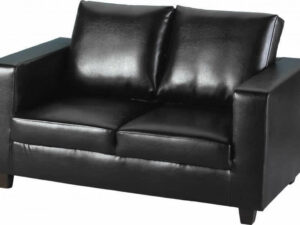 Tempo Two Seater Sofa-In-A-Box (Black Faux Leather)