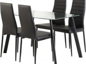 Abbey Dining Set - Black Faux Leather