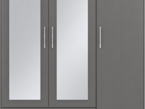 Nevada 3 Door 2 Drawer Mirrored Wardrobe 3D Effect Grey